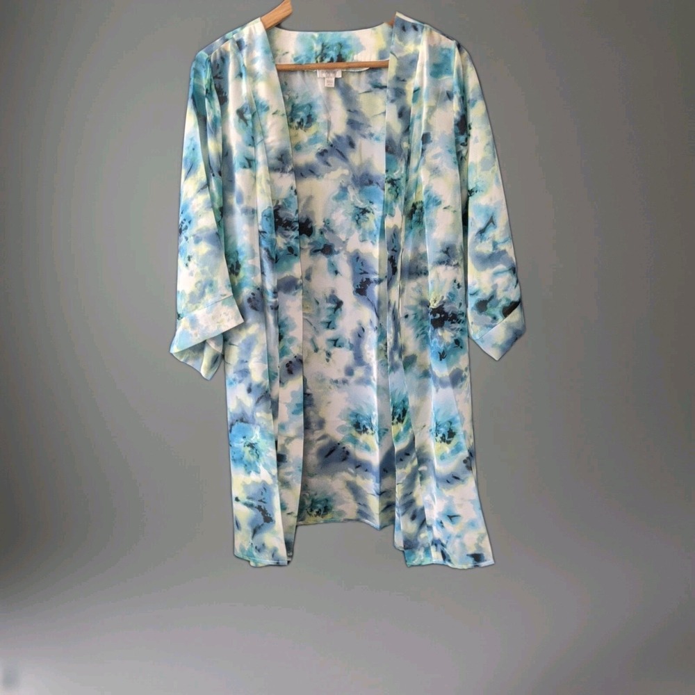 Avenue Kimono Coverup 14/16 Teal Blue Watercolor Floral New Without‎ Tags